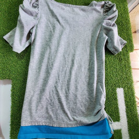 CANYON RIVER BLUES Layered Ruching Side Tie Graphic Tees, M (10-12) - Picture 5 of 16